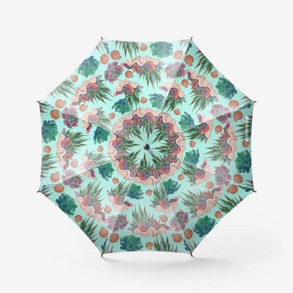 Зонт «Паттерн ракушки на бирюзовом»