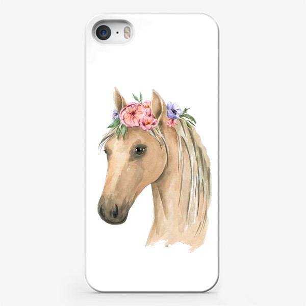 Чехол iPhone «Лошадь в цветах»