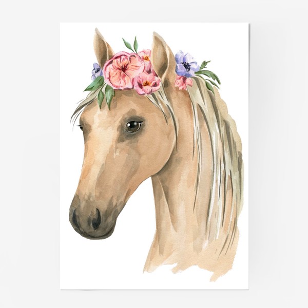 Постер «Лошадь в цветах»
