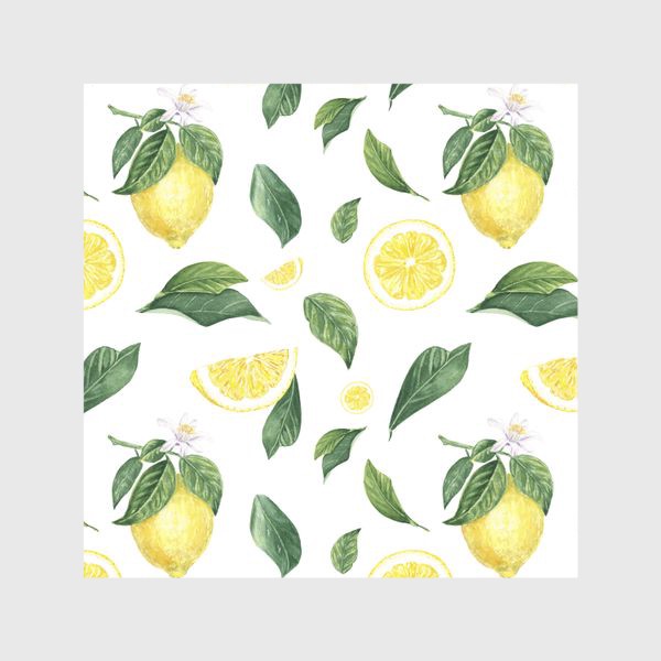 Шторы «Лимоны и цветы на белом»