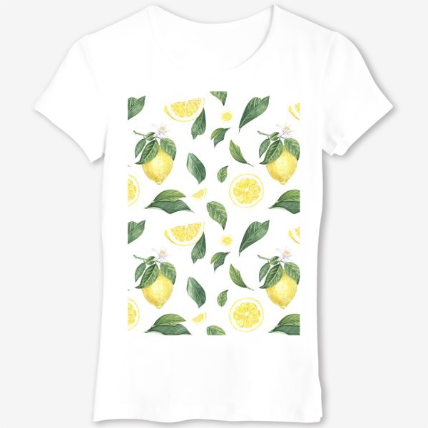 Футболка «Лимоны и цветы на белом»
