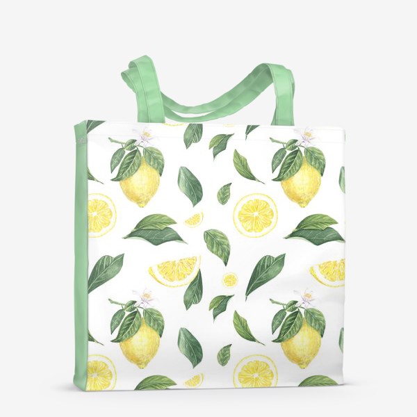 Сумка-шоппер «Лимоны и цветы на белом»