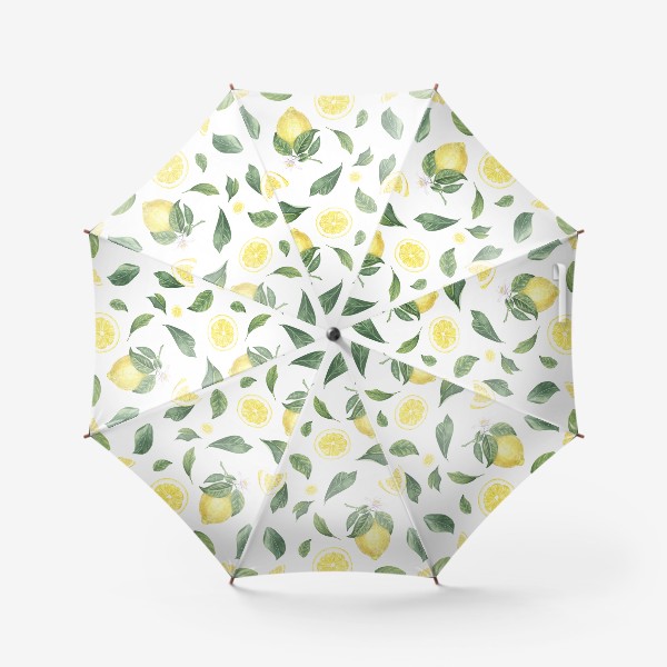 Зонт «Лимоны и цветы на белом»