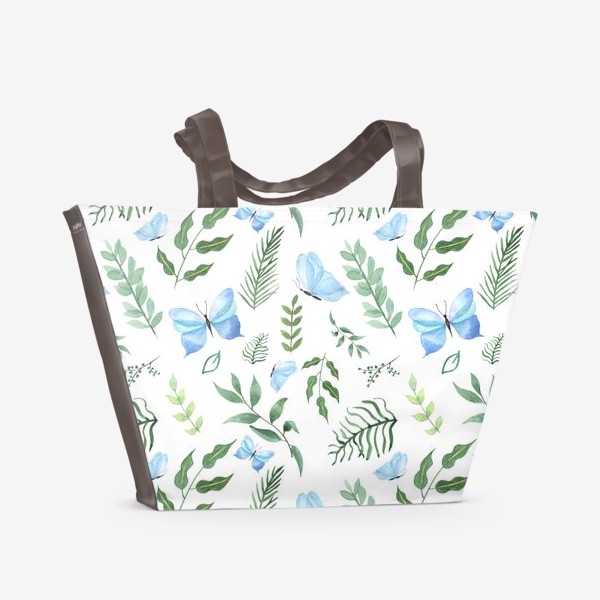 Пляжная сумка &laquo;Бабочки и зелень&raquo;