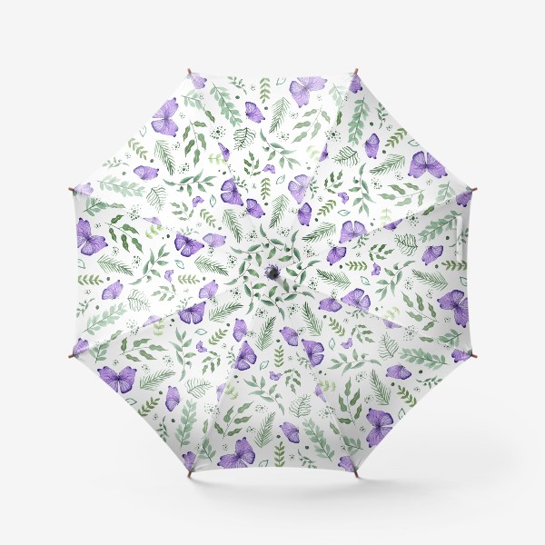 Зонт «Пурпурная бабочка на поляне. Бабочки в траве»