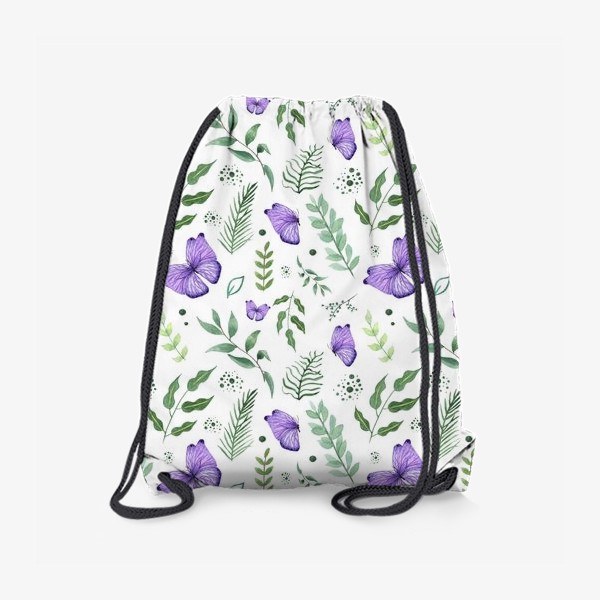 Рюкзак «Пурпурная бабочка на поляне. Бабочки в траве»