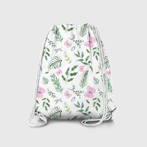 Рюкзак «Розовая бабочка на поляне. Бабочки и зелень»