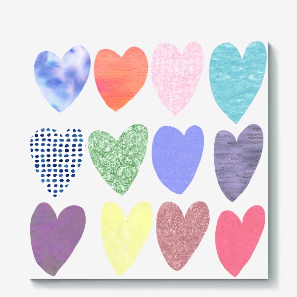 Холст «Разноцветные бумажные сердечки»