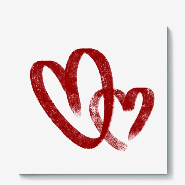 Холст «Пара влюбленных красных сердец»