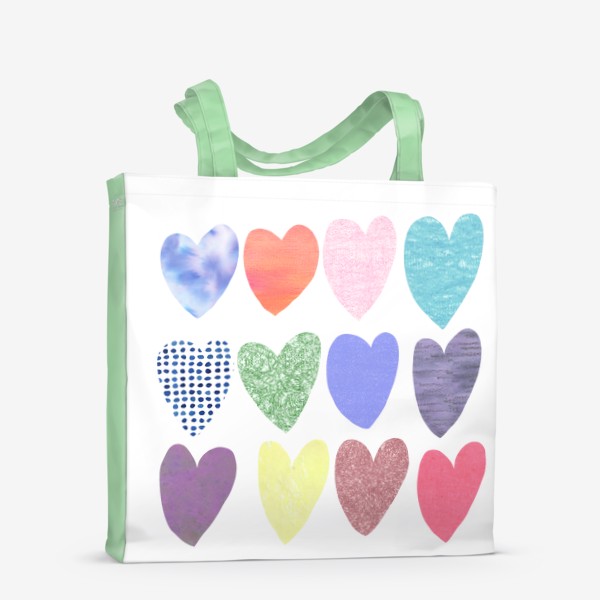 Сумка-шоппер «Разноцветные бумажные сердечки»