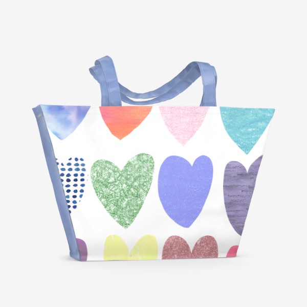 Пляжная сумка «Разноцветные бумажные сердечки»
