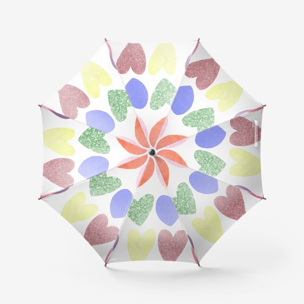 Зонт &laquo;Разноцветные бумажные сердечки&raquo;