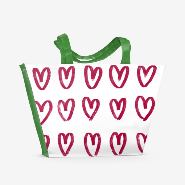 Пляжная сумка «Маленькие красные сердечки »