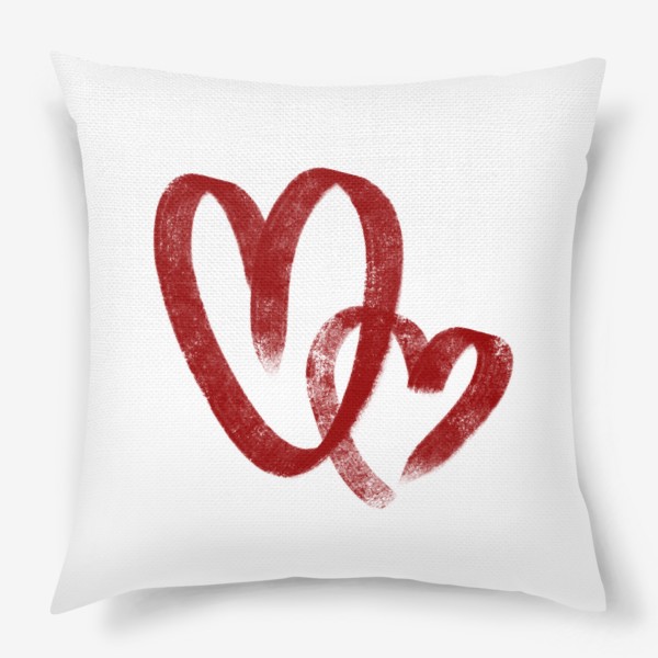 Подушка «Пара влюбленных красных сердец»