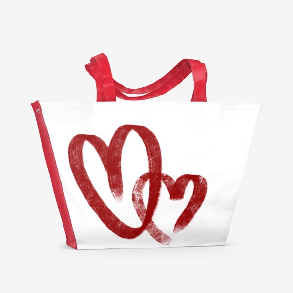 Пляжная сумка «Пара влюбленных красных сердец»