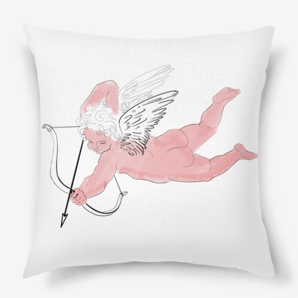 Подушка «Купидон ангел розовый со стрелой»