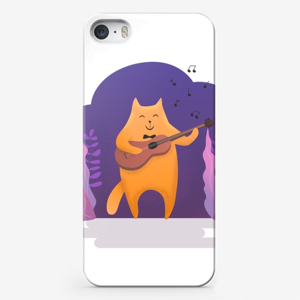Чехол iPhone «Романтичный кот играет на гитаре»
