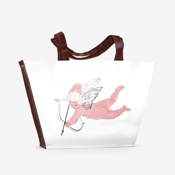 Пляжная сумка «Купидон ангел розовый со стрелой»