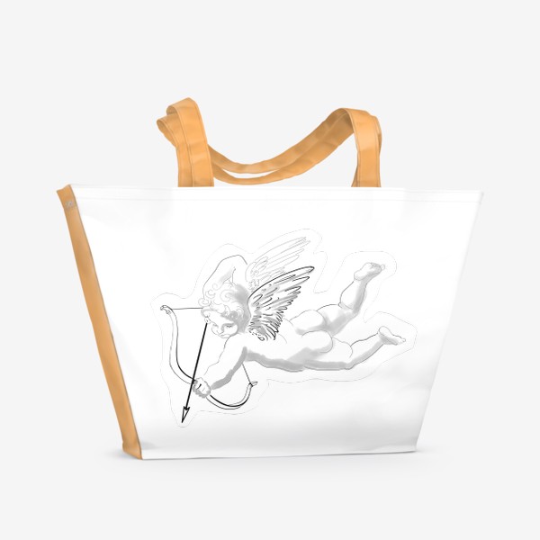 Пляжная сумка «Ангел купидон милый  со стрелой с белой обводкой»