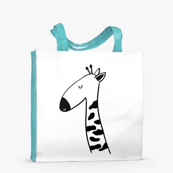 Сумка-шоппер «Милый детский принт жираф черно-белый рисунок»