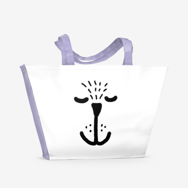Пляжная сумка «Милая мордочка мишки черно-белый принт»