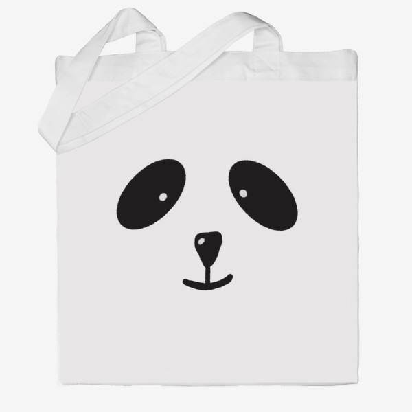 Сумка хб «Милая мордочка панды черно-белый принт»