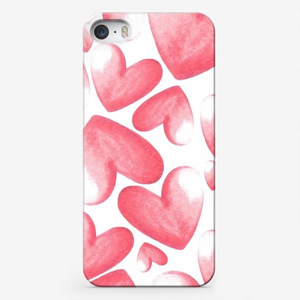 Чехол iPhone «Розовые сердца - паттерн»