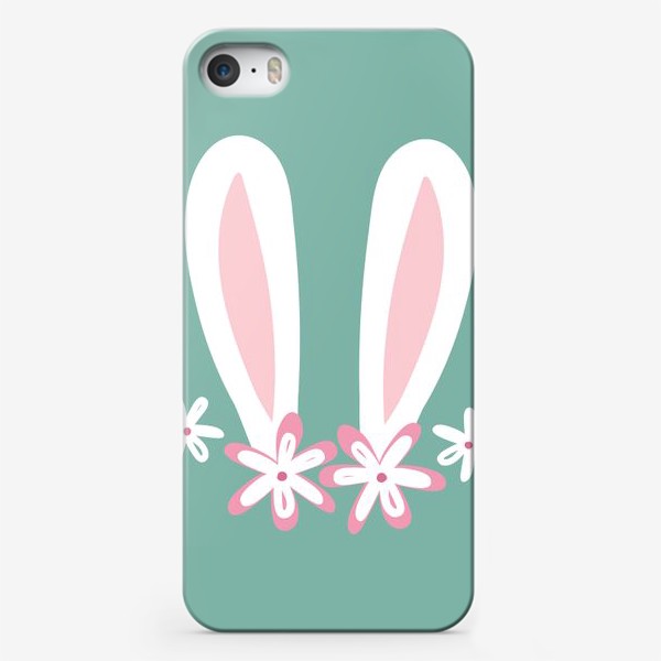 Чехол iPhone «Ушки зайки с цветами. Пасхальный кролик»