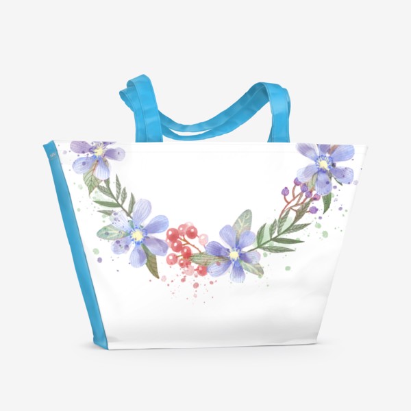 Пляжная сумка &laquo;Акварельный цветочный венок&raquo;