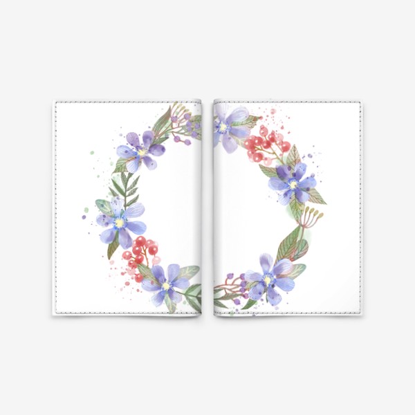 Обложка для паспорта «Акварельный цветочный венок»