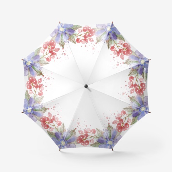 Зонт «Акварельный цветочный венок»