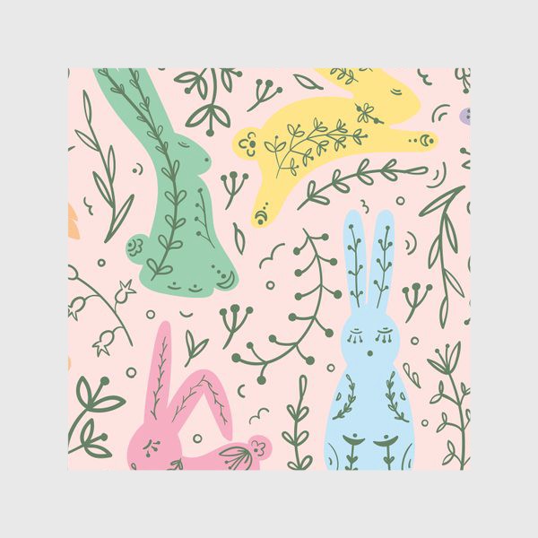 Скатерть «Пасхальные кролики на розовом»