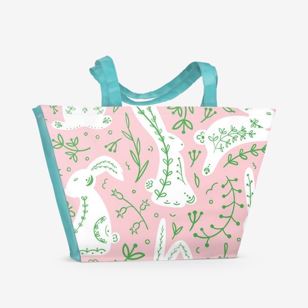 Пляжная сумка «Весенние кролики в скандинавском стиле»