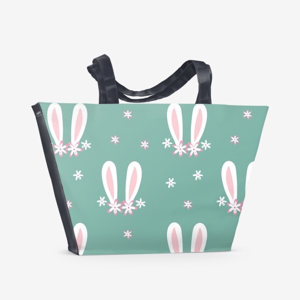 Пляжная сумка «Ушки кролика с весенними цветами»