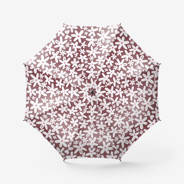 Зонт «Ромашки на бордовом фоне»