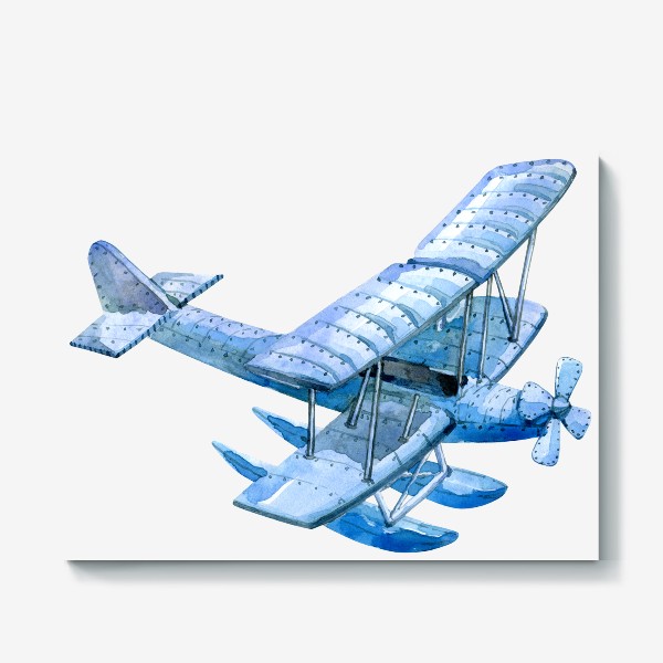 Холст «Старинный синий самолет »