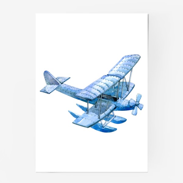Постер «Старинный синий самолет »