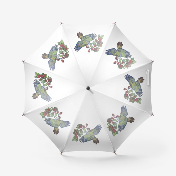 Зонт «Зеленый дятел и малина»