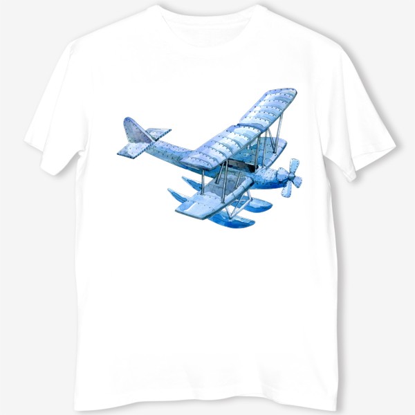 Футболка «Старинный синий самолет »