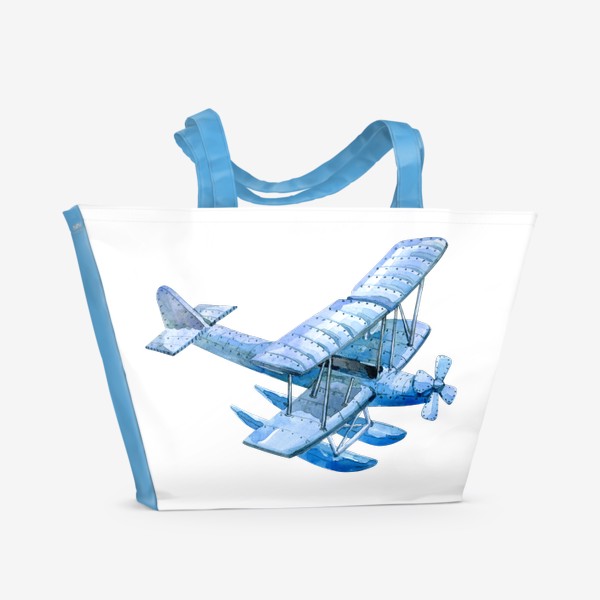 Пляжная сумка &laquo;Старинный синий самолет &raquo;