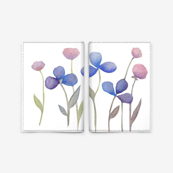 Обложка для паспорта «Голубые цветы»