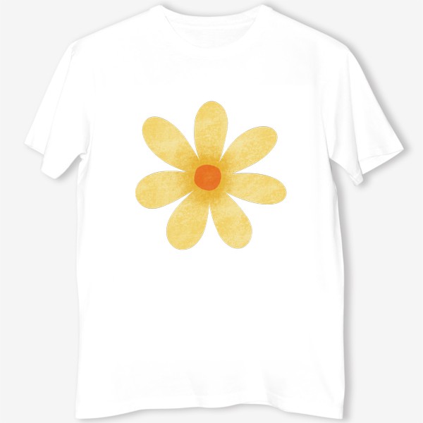 Футболка «Жёлтый текстурный крупный цветок Принт с желтым цветком »