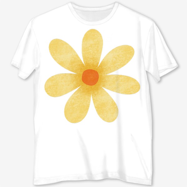 Футболка с полной запечаткой «Жёлтый текстурный крупный цветок Принт с желтым цветком »