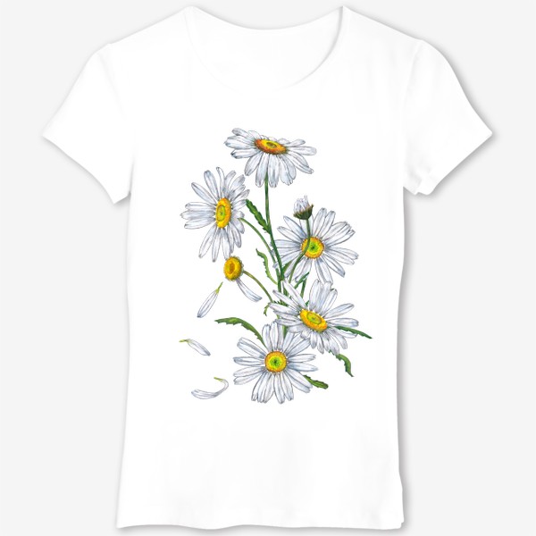 Футболка &laquo;Белые садовые ромашки Летний букет Дачные цветы&raquo;