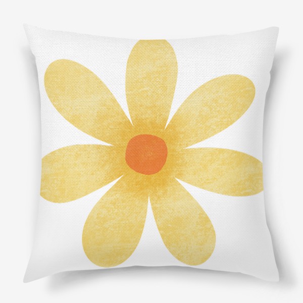 Подушка «Жёлтый текстурный крупный цветок Принт с желтым цветком »