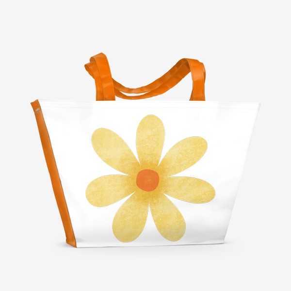 Пляжная сумка «Жёлтый текстурный крупный цветок Принт с желтым цветком »
