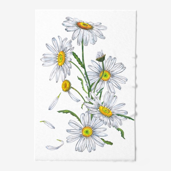 Полотенце «Белые садовые ромашки Летний букет Дачные цветы»