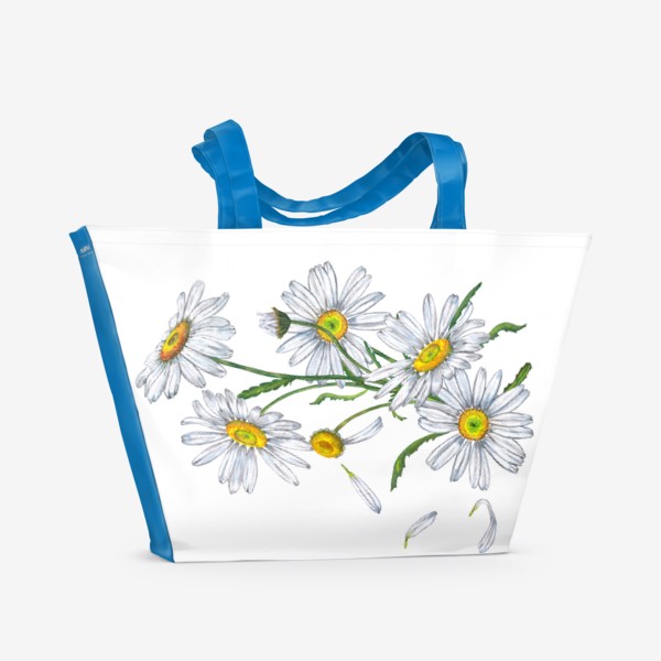 Пляжная сумка «Белые садовые ромашки Летний букет Дачные цветы»