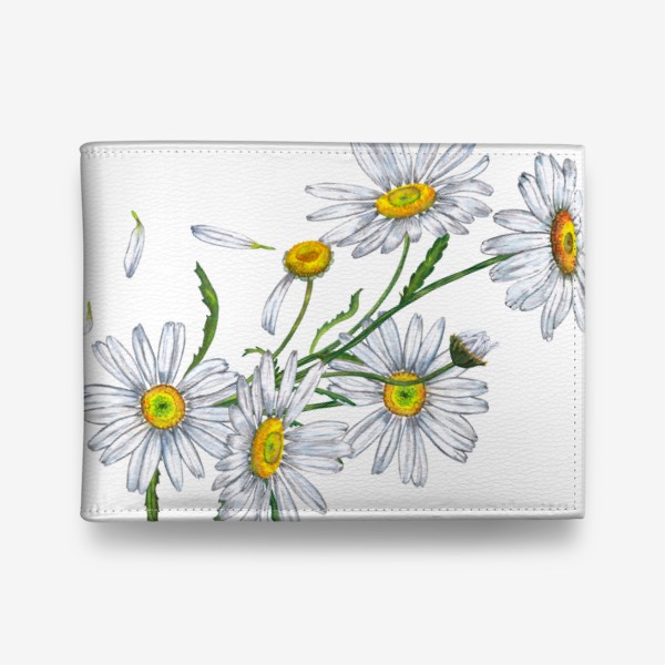 Кошелек «Белые садовые ромашки Летний букет Дачные цветы»