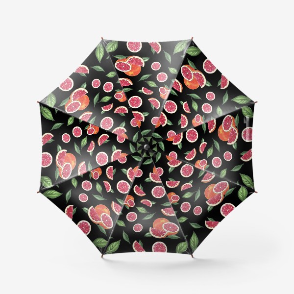 Зонт «Грейпфрут на черном фоне»